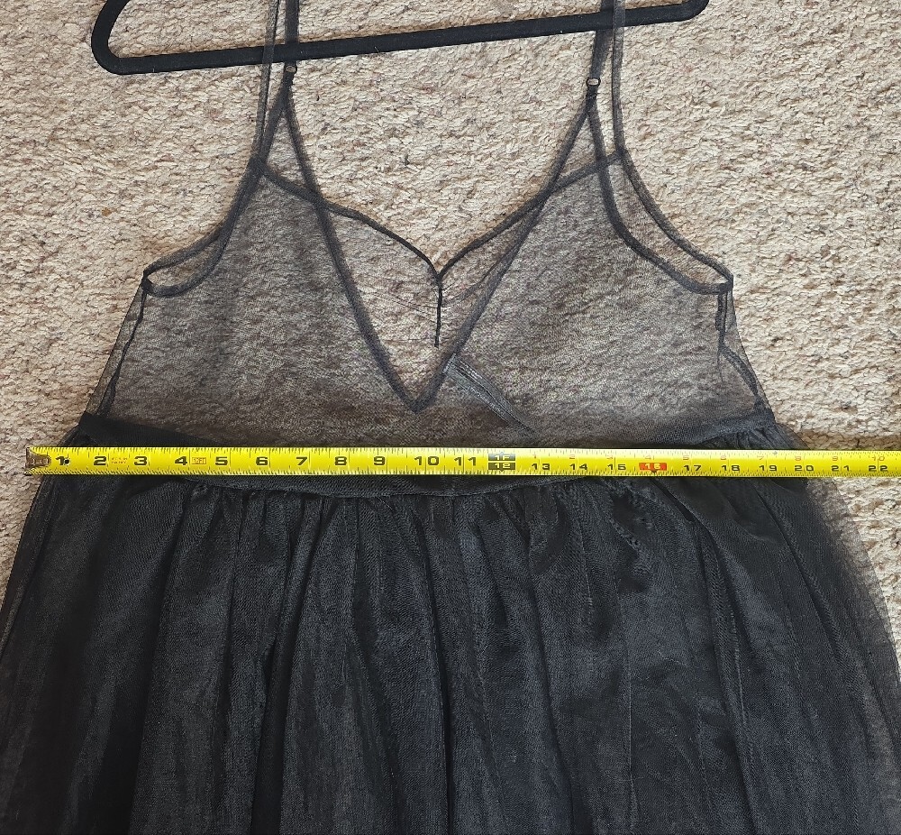 Anthropologie Sheer Black Tulle Midi Dress - Picture 5 of 7